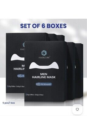 Haircube Men Hairline Mask with 5% Minoxidil — Black (Set of 6 Boxes)